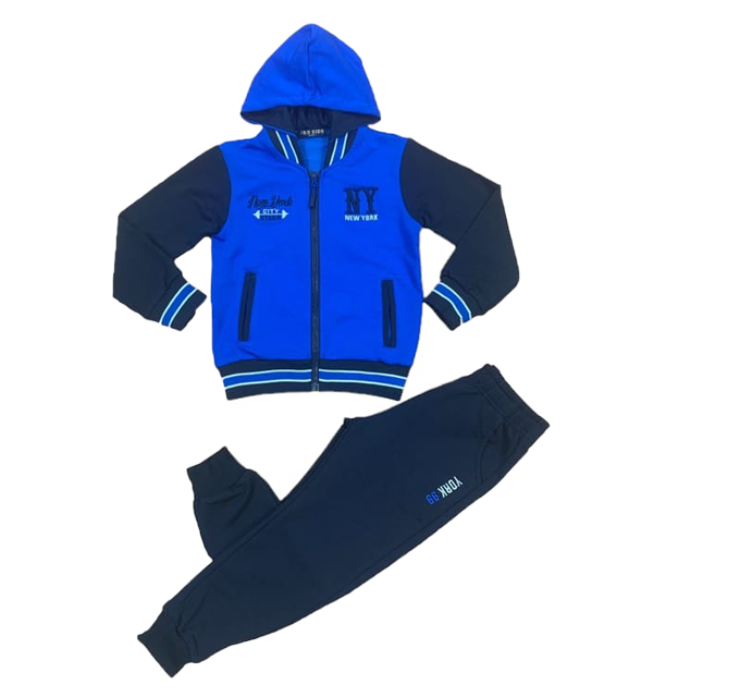 Trening băieți sport New York – Albastru & Negru, cu glugă